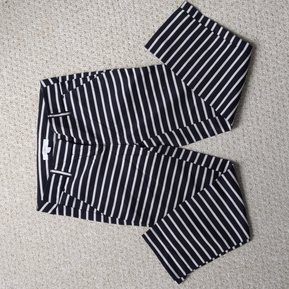Loft Petite Marissa Riviera Pant, 0P, black and white stripe
